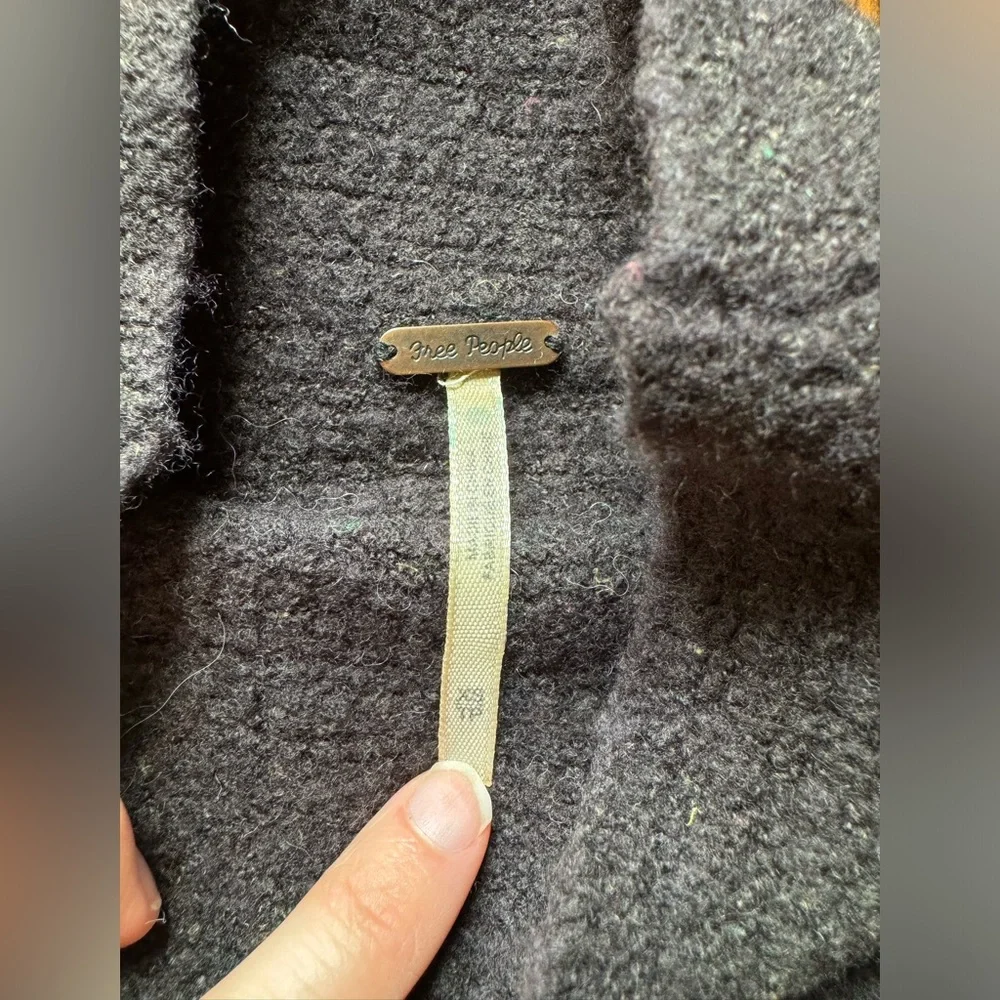 Free People Arctic Fox Sweater XS charcoal wool blend zipper oversized - Picture 11 of 14